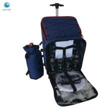 Multi Function 4 Persons Trolley Cooler Bag Set Insulated Picnic Bag with Wheels